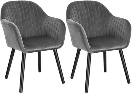 2x Chaises De Salle À Manger  Gris Foncé