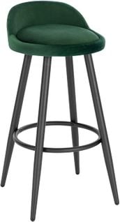 Tabouret De Bar En Velours-tabouret De Comptoir Avec Repose-pieds En Métal-vert Foncé-capacité 120kg