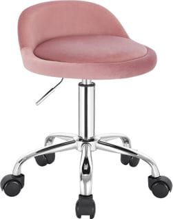 Tabouret De Bureau Avec Dossier-chaise D'ordinateur À Roulettes- 43-54-5cm-rose Bs127rs