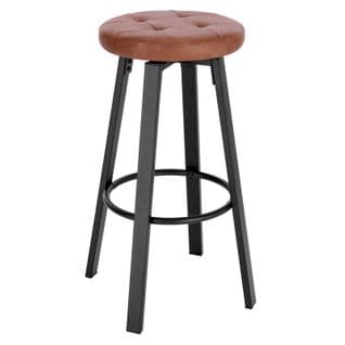 Tabouret De Bar Avec Siège Similicuir Pivotant-pieds En Métal Avec Repose-pieds-marron