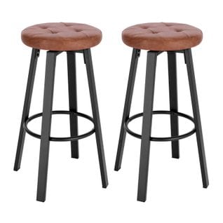 Lot De 2 Tabouret De Bar Avec Siège Similicuir Pivotant-pieds En Métal Avec Repose-pieds-marron