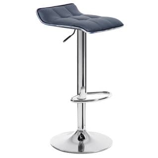 Tabouret De Bar-en Cuir Synthétique Et Acier Chromé-tabourets Avec Caoutchouc Anti-dérapant-gris