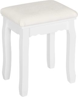 Tabouret Coiffeuse Blanc.Chaise De Maquillage En Velours.Pouf Banc Piano.38x28.5x45cm