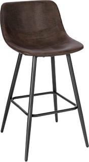 Tabouret De Bar Avec Assise Rembourrée-chaise Haute Cuisine En Similicuir-brun