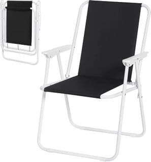 Chaise De Camping Pliante-chaise Pliable Légère L'extérieur-chaise De Pêche Avec Accoudoirs-noir