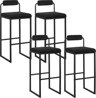 Lot De 4 Tabourets De Bar En Velours Et Métal-chaise Haute Bar-design Moderne-noir