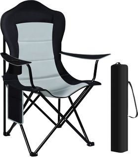 Chaise De Camping Pliable - Chaise Plage Légère - Chaise De Jardin Exterieur. Noir+gris Clair