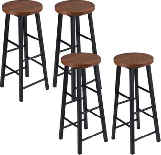 Lot De 4 Tabourets De Bar.tabouret De Bistrot.chaise Stable+durable.surface En Mdf.hêtre Foncé