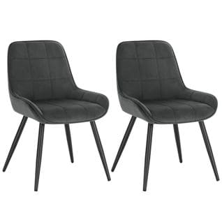 Lot De 2 Chaises De Salle à Manger En Velours Pour Salon/Cuisine/Chambre.Scandinaves.Gris Foncé