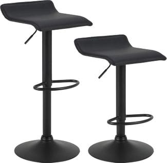 2x Tabourets De Bar-Chaise De Bar Réglable En Hauteur-Rotatif à 360 Dégrées-Noir