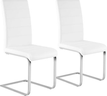 Lot De 2 Chaise Salle À Manger. Chaise Cantilever En Similicuir. Doux Et Confortable. Blanc