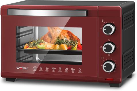 Mini Four 28  1600 W-100-230°c- Minuterie 0-60 Min- 3 Modes De Cuisine - Rouge+noir