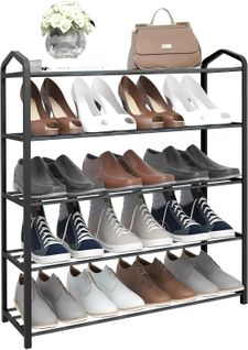 Etagère à Chaussures De 5 Étages.meuble à Chaussure Pour 20 Paires De Chaussures.79x19.5x79cm.gris