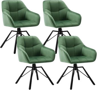 Lot De 4 Chaises Salle à Manger,chaises Cuisine,scandinave,rembourrée En Velours,vert Foncé