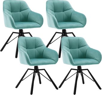 Lot De 4 Chaises Salle à Manger,chaises Cuisine,scandinave,rembourrée En Velours,vert Turc