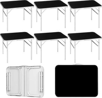 Lot De 6 Table De Camping Pliable En Aluminium+mdf,table De Jardin Exterieur,hauteur Réglable,noir