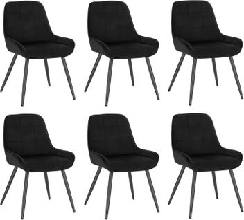 Lot De 6 Chaises De Salle À Manger,Chaises Relaxantes En Velours Ergonomiques Avec Dossier,Noir