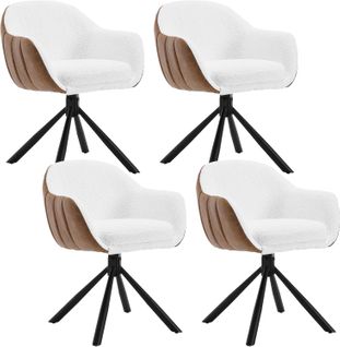 Lot De 4 Chaises Salle à Manger Pivotante à 360°en Chenille.chaise De Cuisine.blanc