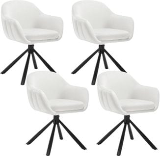 Lot De 4 Chaises Salle à Manger Pivotante à 360°en Velours.chaise De Cuisine.crème