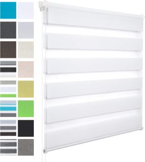 1 Pièce Store Enrouleur Double,fixation Rapide Sans Perçage,isolant Thermique,60x120cm,blanc