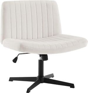 Chaise De Bureau En Velours,fauteuil Relax Sans Roulettes,pivotant,hauteur Réglable,crème Blanc
