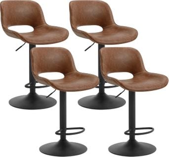 Lot De 4 Tabouret Bar En Simili Cuir,chaise De Bar,hauteur Réglable,pivotant à 360°,brun