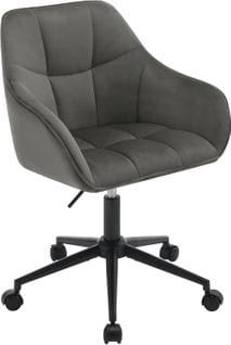 Chaise Bureau En Velours,fauteuil De Bureau Ergonomique,pivotante,hauteur Réglable,gris Foncé+noir