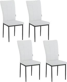 Lot De 4 Chaises Salle à Manger Rembourrée En Similicuir Blanc 41 x 43 x 96.5 Cm