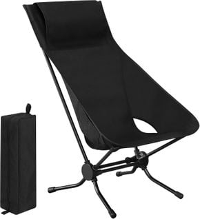 Chaise De Camping Pliable+ultra-légère,chaise Alu Portable Avec Sac De Transport,dossier Haut,noir