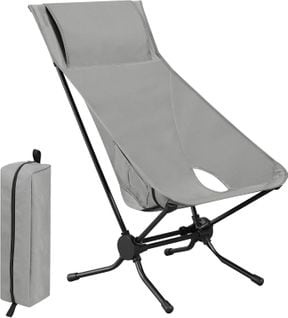 Chaise De Camping Pliable+ultra-légère,chaise Alu Portable Avec Sac De Transport,dossier Haut,gris