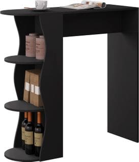 Table De Bar Avec 3 Étagères De Rangement,table Console En Bois D'ingénierie,110x40x107cm,noir