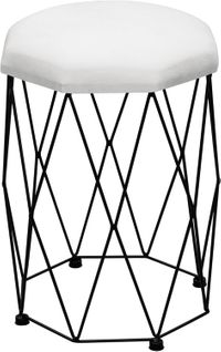 Tabouret Coiffeuse Rembourré En Velours,chaise Coiffeuse,cadre En Métal,30x30x44,5cm,blanc+noir