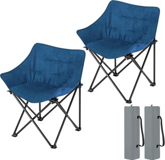 2xchaise Camping,fauteuil Pliant,avec Sac De Transport,tissu En Daim Synthétique+oxford,bleu