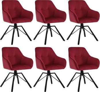 Lot De 6 Chaise Pivotante à 360°,chaise Salle à Manger Rembourrée,scandinave,en Velours,bordeaux