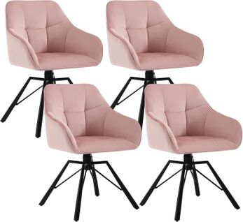 Lot De 4 Chaise Pivotante à 360°,chaise Salle à Manger Rembourrée,scandinave,en Velours,rose