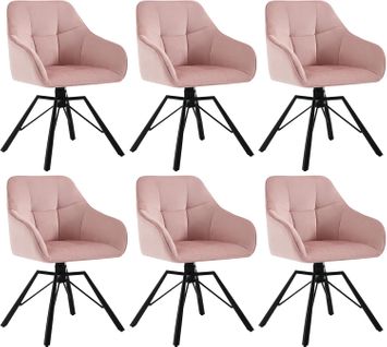 Lot De 6 Chaise Pivotante à 360°,chaise Salle à Manger Rembourrée,scandinave,en Velours,rose