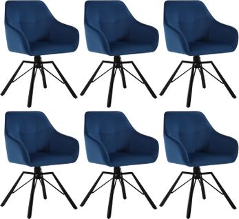Lot De 6 Chaise Pivotante à 360°,chaise Salle à Manger Rembourrée,scandinave,en Velours,bleu