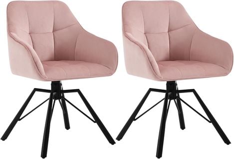 Lot De 2 Chaise Pivotante à 360°,chaise Salle à Manger Rembourrée,scandinave,en Velours,rose