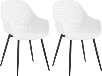 Lot De 2 Chaise Salle à Manger,chaise Cuisine,avec Dossier Creux Respirant,en Pp,scandinave,blanc