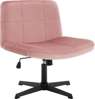 Chaise De Bureau Sans Roulettes,ergonomique,chaise Pivotante En Velours,hauteur Réglable,rose