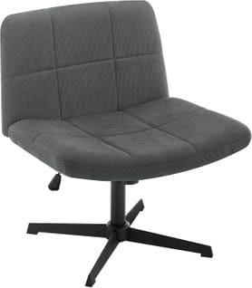 Chaise De Bureau Sans Roulettes,chaise Pivotante En Velours Côtelé,hauteur Réglable,gris Foncé
