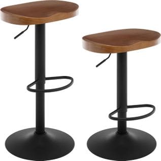 2 X Tabouret Bar Haut,chaise De Bar,hauteur Réglable,pivotant,avec Repose-pieds,en Bois,marron
