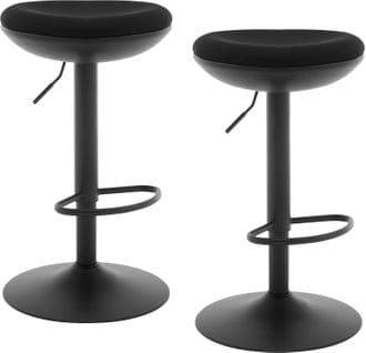 2 X Tabourets Bar Rond,chaises De Bar Rembourré,hauteur Réglable,pivotant,en Tissu Élastique,noir