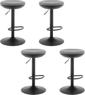 4 X Tabourets Bar Rond,chaises De Bar Rembourré,hauteur Réglable,pivotant,en Tissu Élastique,gris