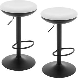 2 X Tabourets Bar Rond,chaises De Bar Rembourré,hauteur Réglable,pivotant,en Tissu Élastique,blanc