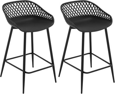 Lot De 2 Tabourets De Bar Haut,tabourets Extérieur Jardin Avec Siège Plastique,pieds En Métal,noir