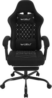 Chaise Gaming Massante,fauteuil Gamer,avec Soutien Lombaire Massant,tissu Maille,noir+blanc