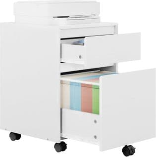 Caisson De Bureau Sur Roulettes,meuble De Rangement Pour Documents A4,en Bois D'ingénieur Pb,blanc