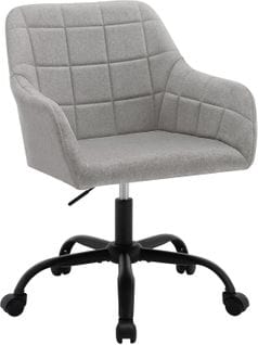 Chaise De Bureau à Roulettes,hauteur Réglable,pivotante,siège Rembourré,en Lin,gris+noir