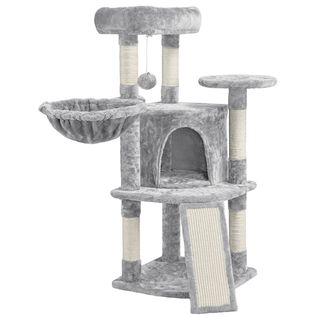 Arbre À Chat Multiniveau Tour De Jeux Pour Chatons 106 Cm H Gris Clair